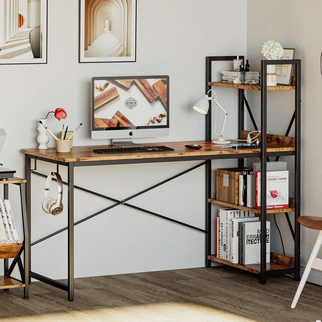 Computer Desk with Power Outlet and USB Charging Ports