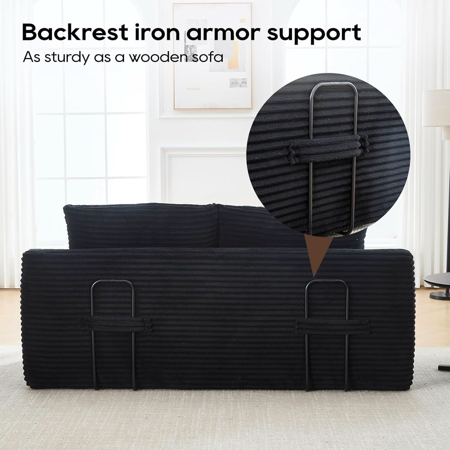 Convertible Corduroy Love Seat Sofa for Small Spaces