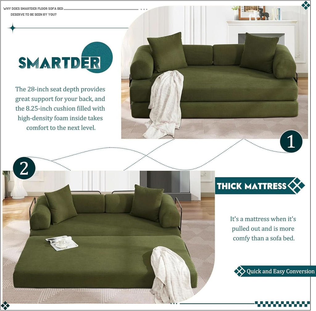 Convertible Folding Sofa Bed with Removable Backrest