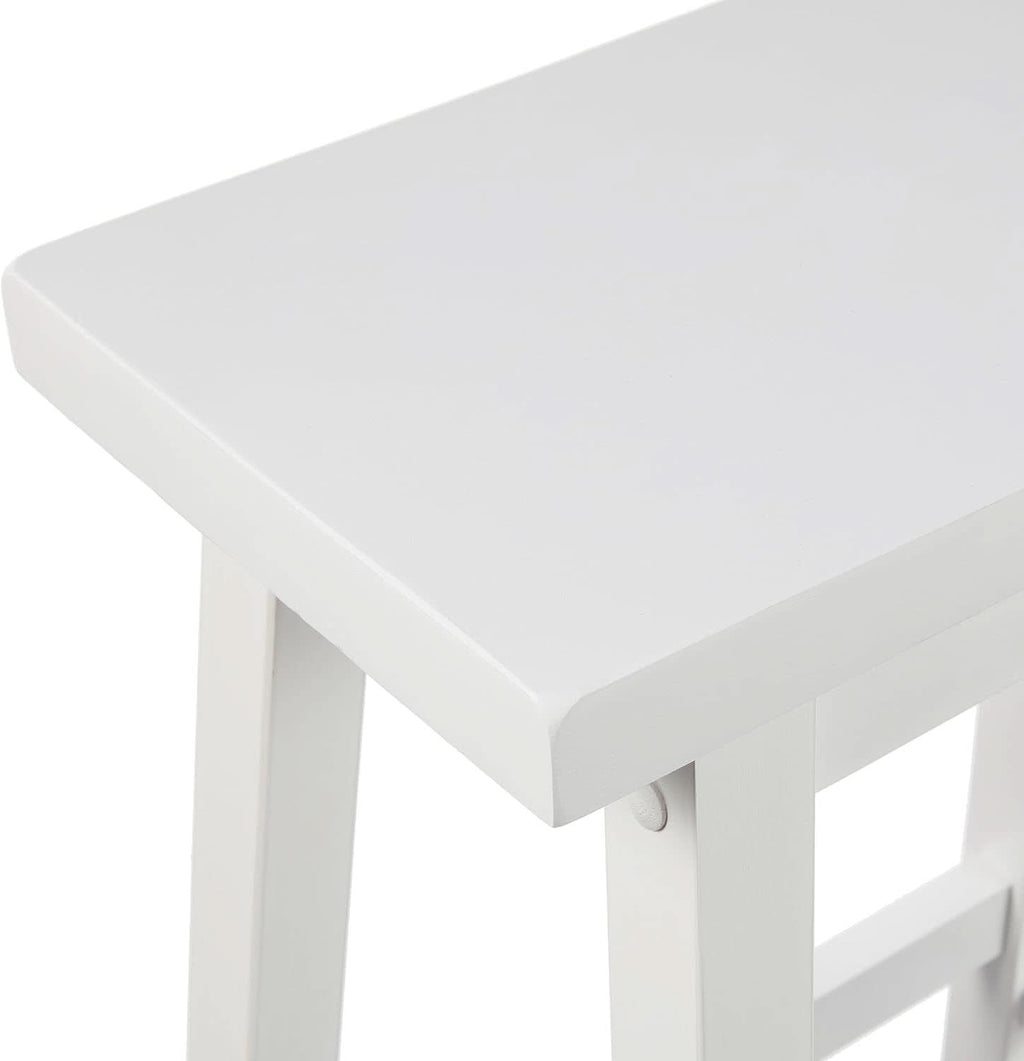 Solid Wood Saddle Seat Counter Height Bar Stool White 24 Inch Set Of 2