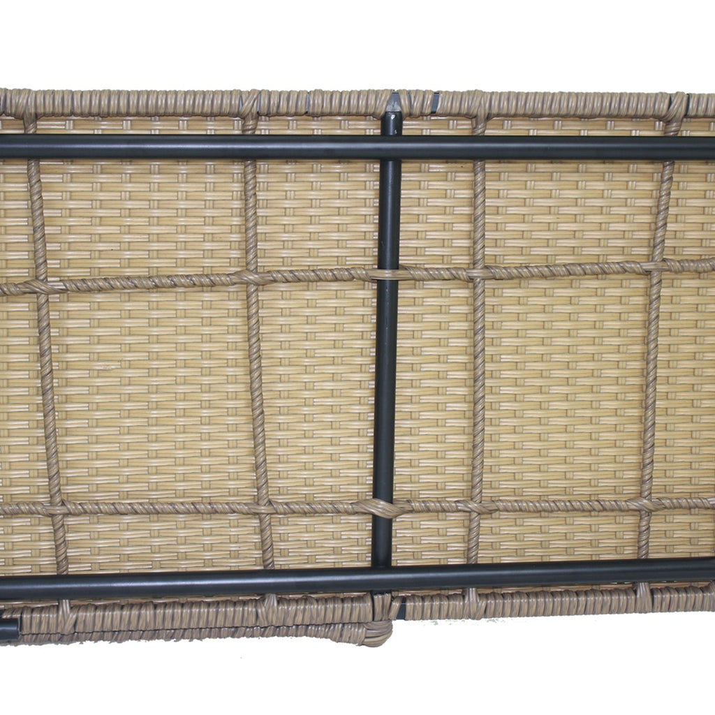 6PCS Outdoor Patio Balcony Natural Color Wicker Sofa Chair Set with Beige Cushion,Round Tempered Glass Table