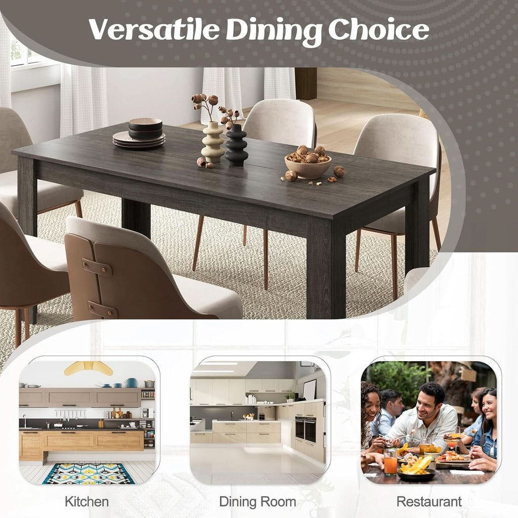 63 Inch Wood Dining Table For 4 To 6 People Grey Ideal For Dining Room