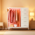 White Dresser With Rack And Charging Station Five Drawers