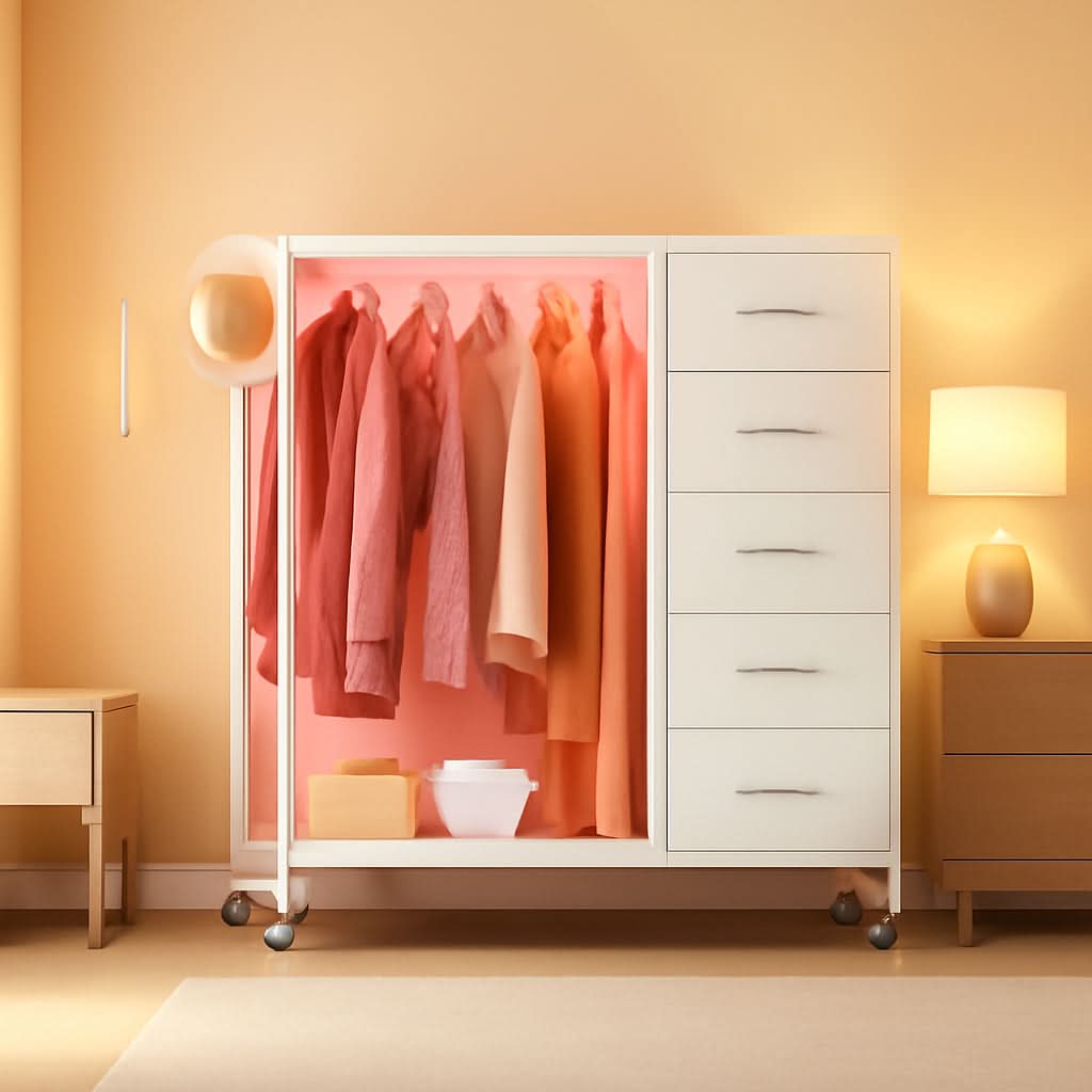 White Dresser With Rack And Charging Station Five Drawers