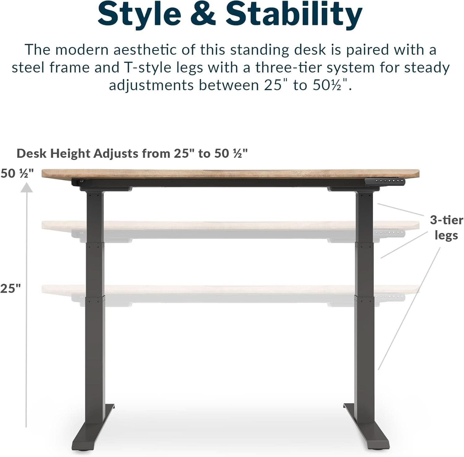 Electric Height Adjustable Standing Desk 54 By 26 Inches Reclaimed Wood