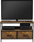 2 Drawer TV Stand Chest For Living Room With Open Shelf And Fabric Drawers For Media Storage