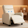 Beige Leather Massage Recliner Chair With Foot Extension