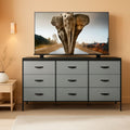Grey TV Console With 9 Drawers For Living Room Entertainment Center
