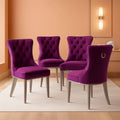 Velvet Dining Chairs Set Of 4 With Nailhead Trim And Silver Plated Legs