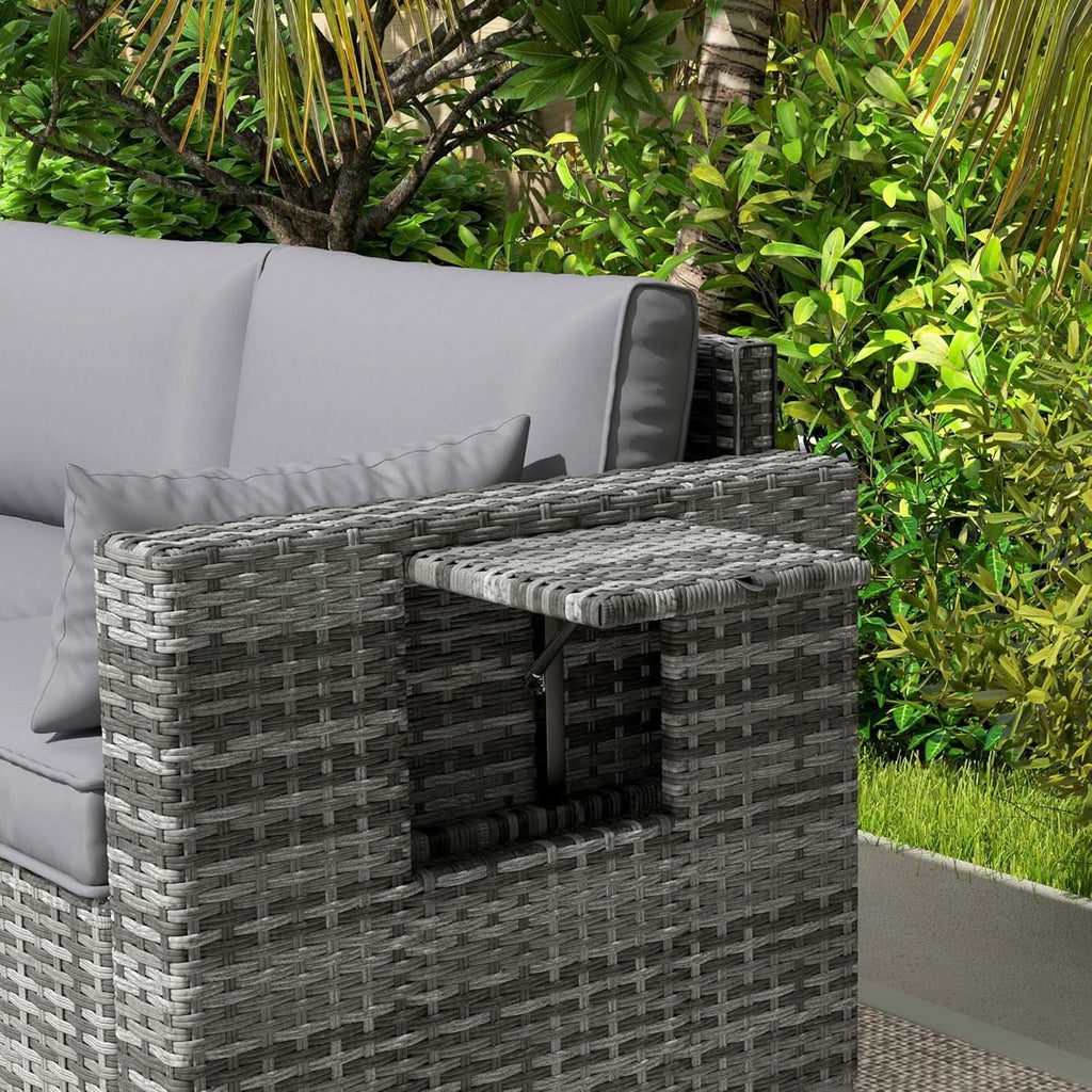 Three Seater Wicker Sofa with Side Tray Tables