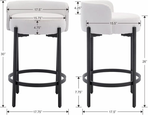 26 Inch Round Faux Leather Bar Stools Set Of 2 White