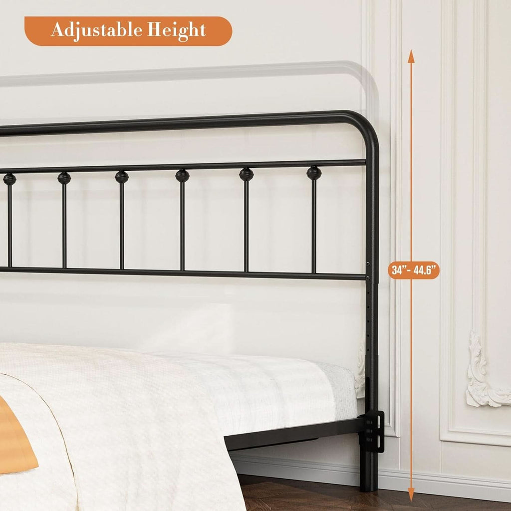 Adjustable Metal King Size Headboard With Victorian Style