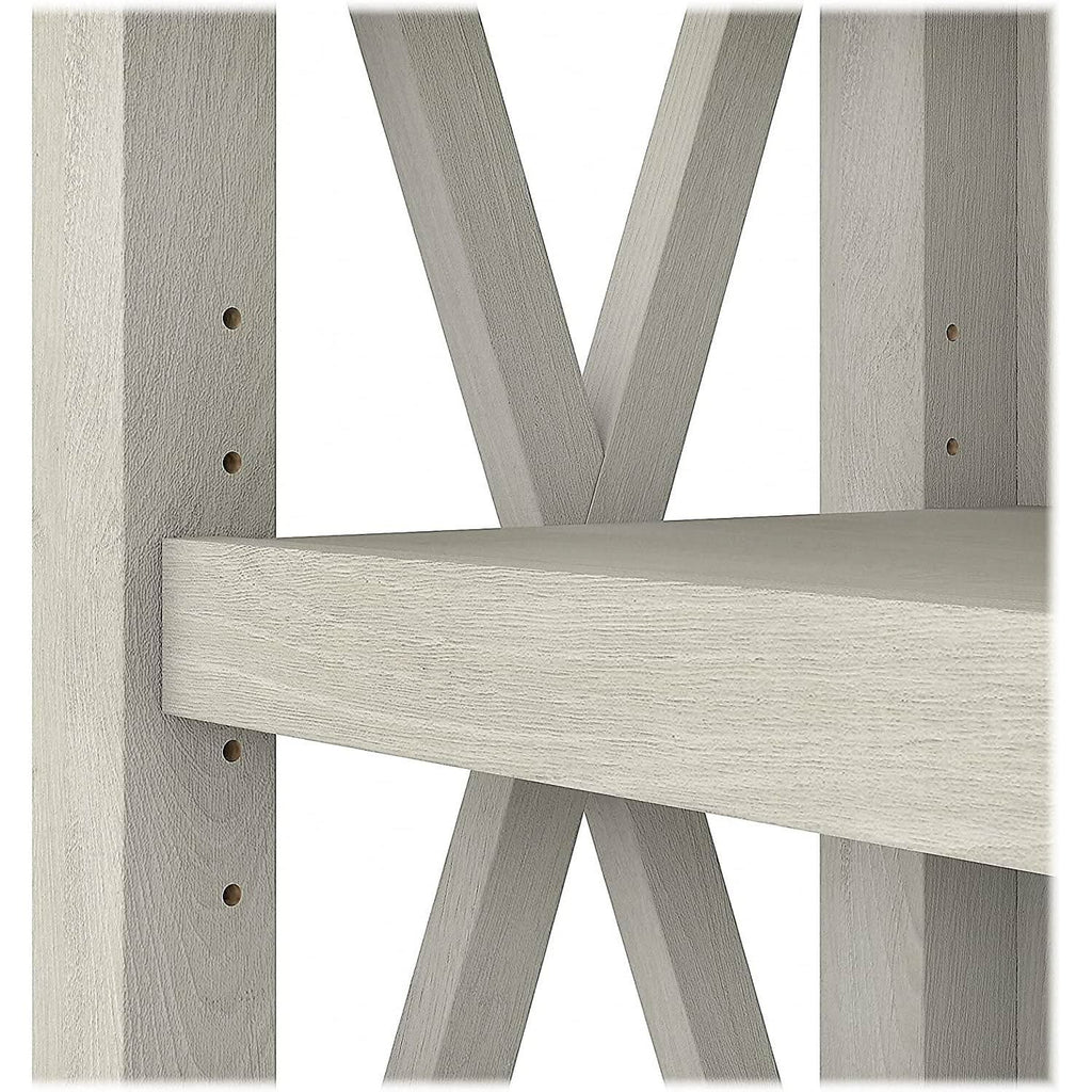 Linen White Oak 5 Shelf Bookcase Set 2 Tall 66H 32W 13D