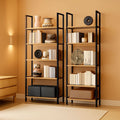 Triple Wide Five Tier Bookshelf Rustic Brown Finish
