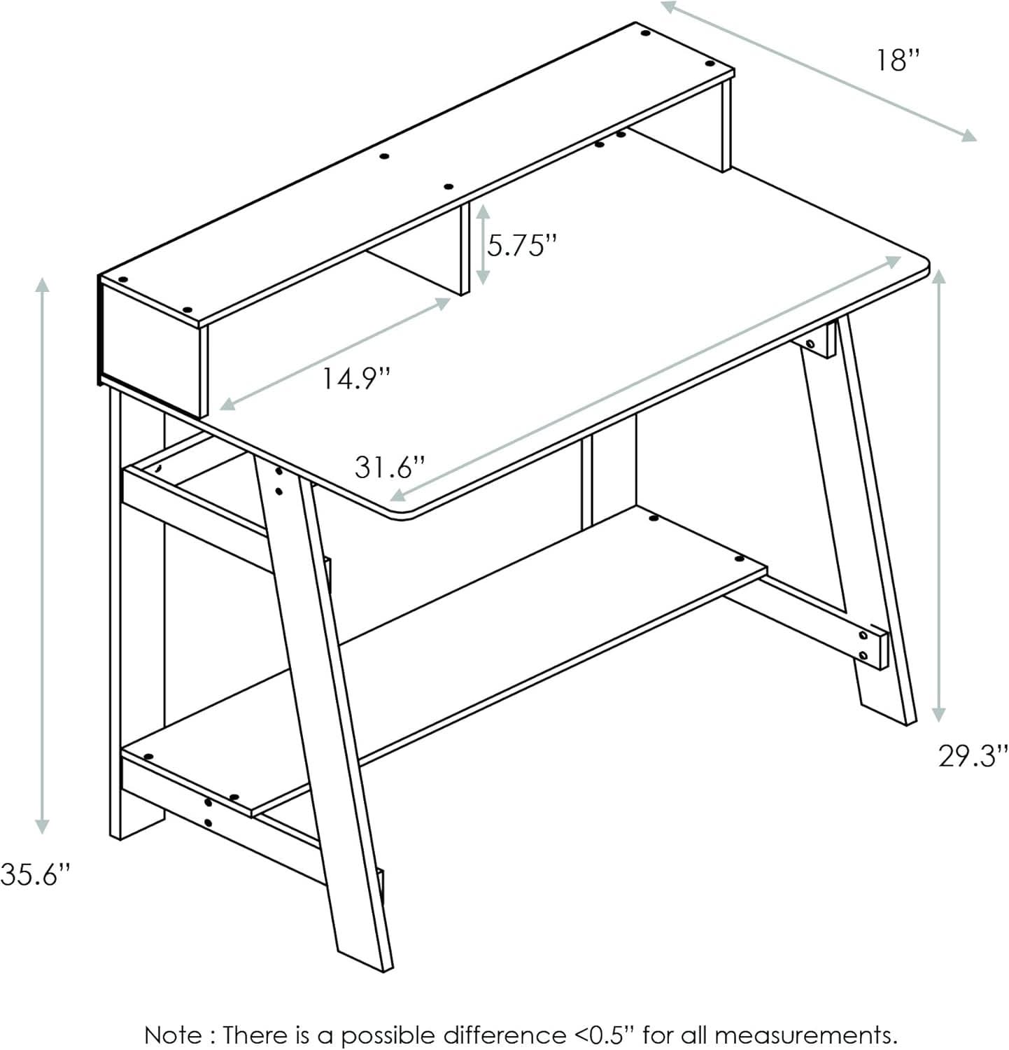 A Frame Computer Desk with Hutch Storage in Columbia Walnut
