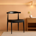 Set Of 4 Black Fabric Leather Seat Kitchen Chairs With Legs