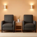 Emmie Fabric Recliner Set Of 2 In Smoke And Dark Brown