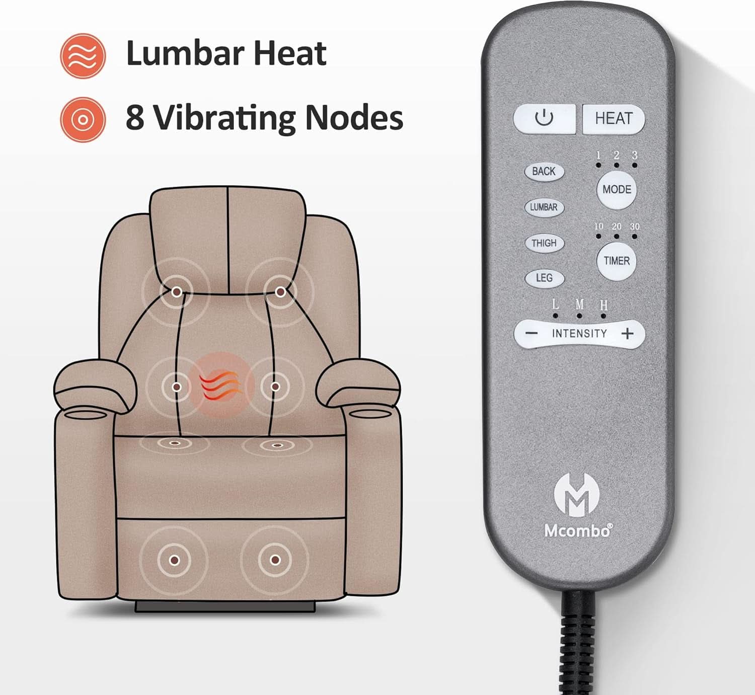 Large Power Lift Recliner Chair With Massage And USB Ports