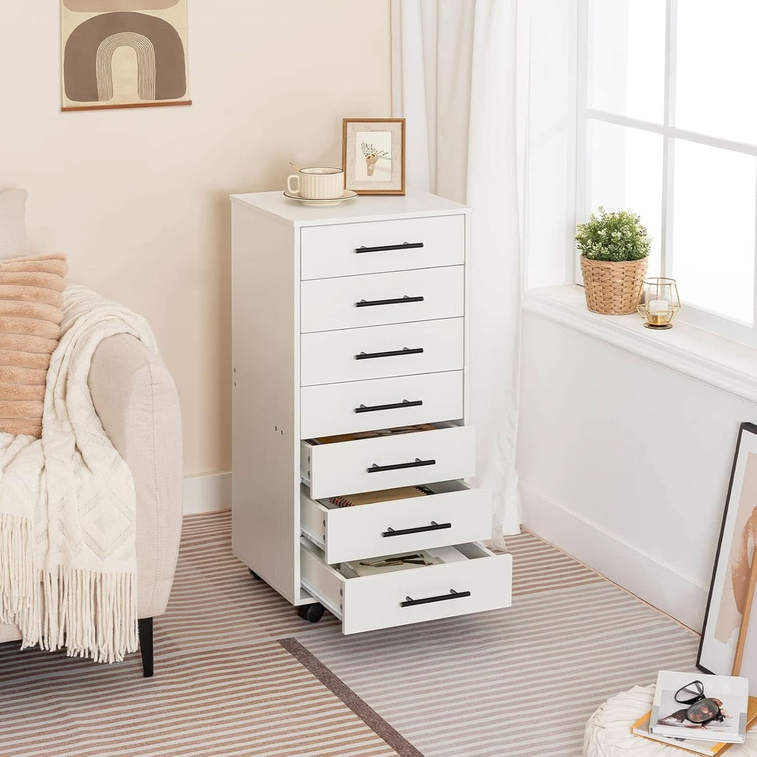 White 7 Drawer File Cabinet Storage For Home Office