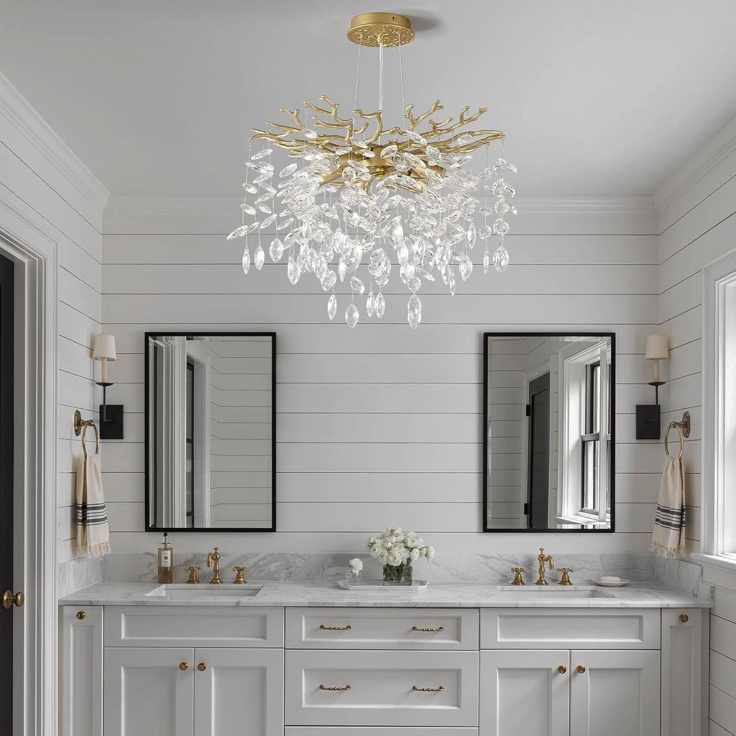 Gold Crystal Tree Branch Chandelier 18 Inch K9 Crystals