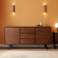 Solid Acacia 60 Inch Modern Sideboard Buffet With Wine Rack