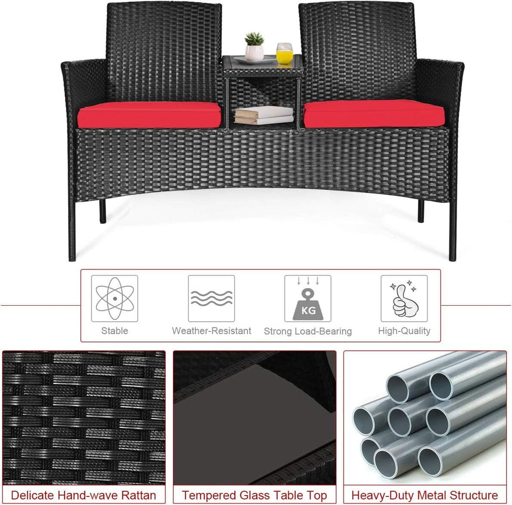 Wicker Outdoor Conversation Set With Removable Cushions