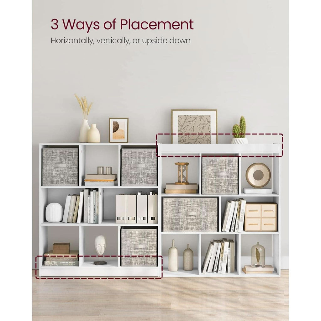 White Bookcase With 8 Open Compartments Freestanding Storage Shelf 11x35.4x39.4