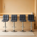 Set Of 4 Adjustable Swivel Barstools In Grey PU Leather