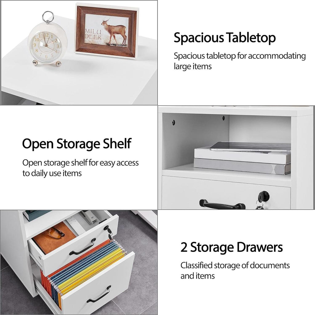 White Vertical File Cabinet With Locking Top Drawer