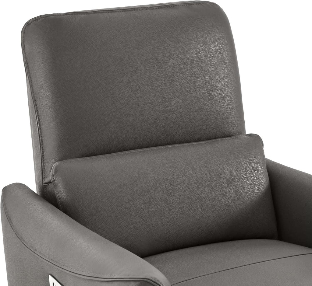 Power Recliner Chair USB Charging Charcoal Faux Leather