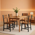Dining Chair Set of 4 Rustic Brown Chairs With Metal Frame