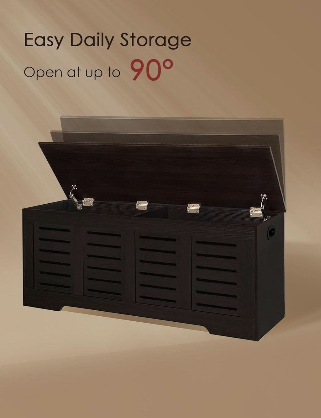 Espresso 47.3Inch Wood Storage Chest FlipTop Hinges