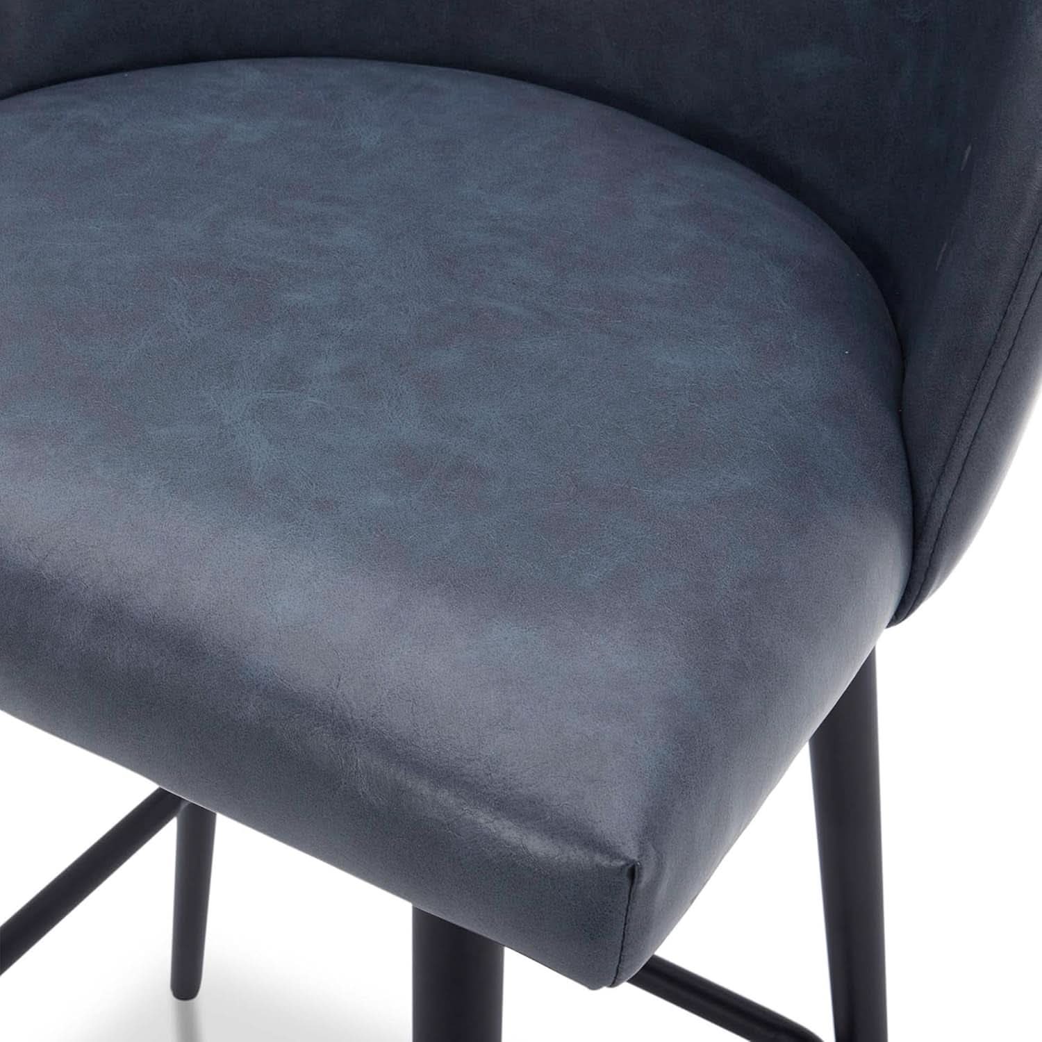 Counter Height Bar Stools 3 Pack Blue Faux Leather Swivel