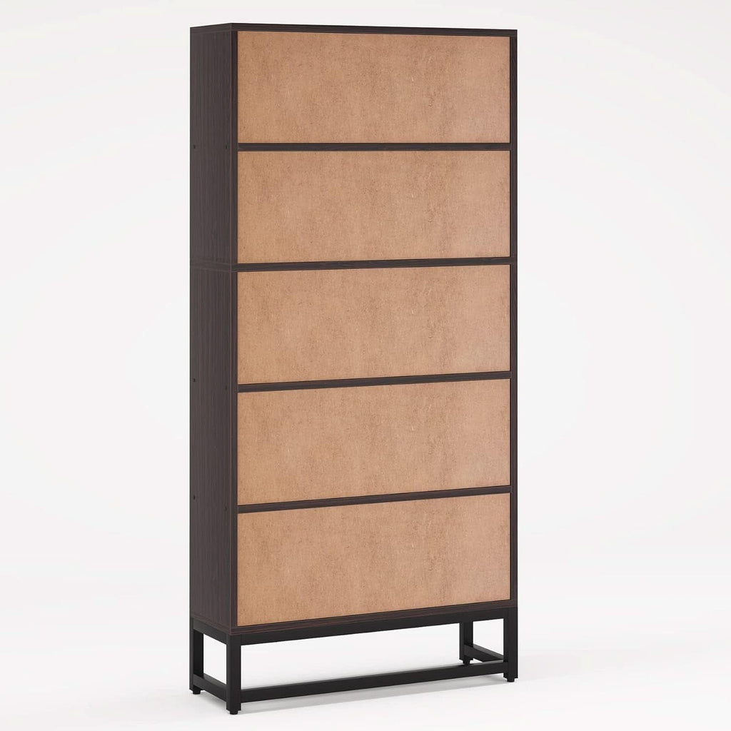 Tall Bookcase And Bookshelf 70.8 Inch Sandalwood Shelving