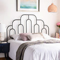Retro Black Metal Headboard with Curved Design for Full Bed