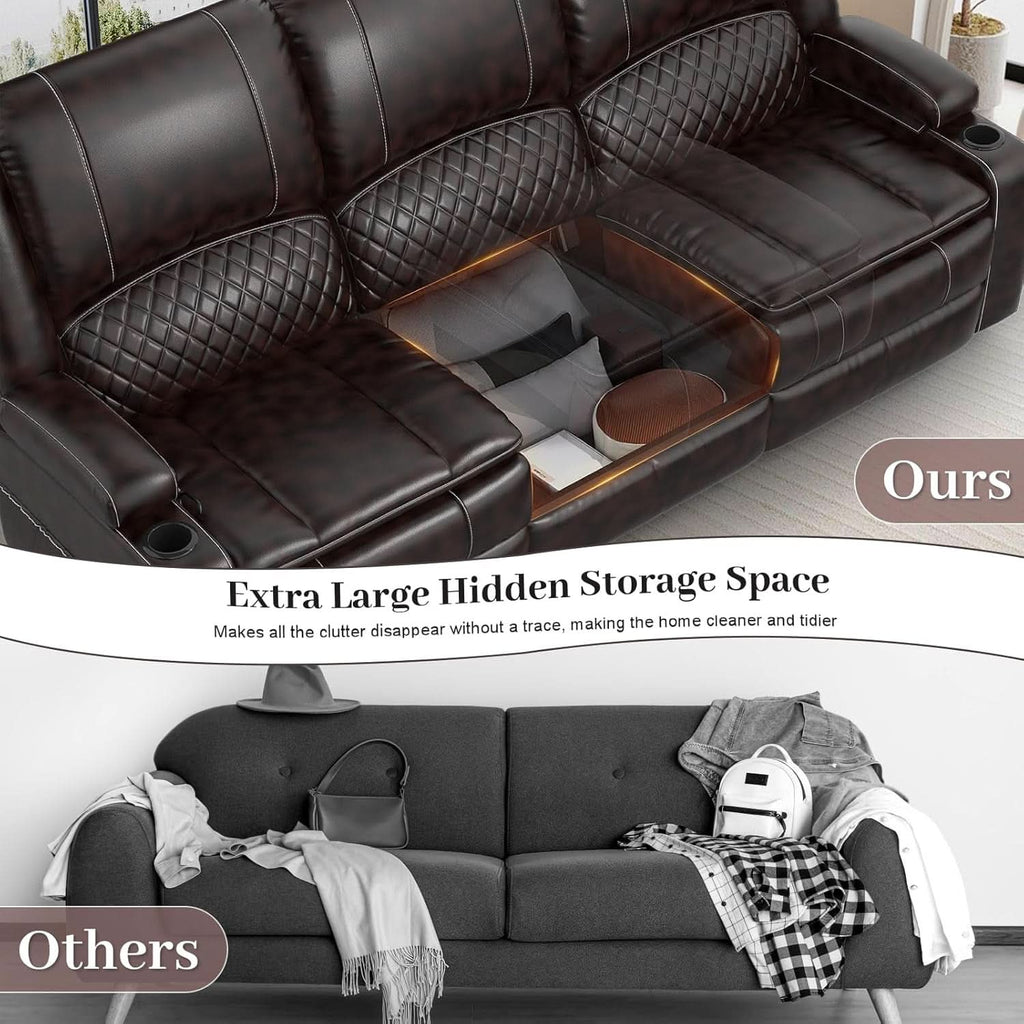 3 Seater Recliner Sofa With Hidden Storage Console