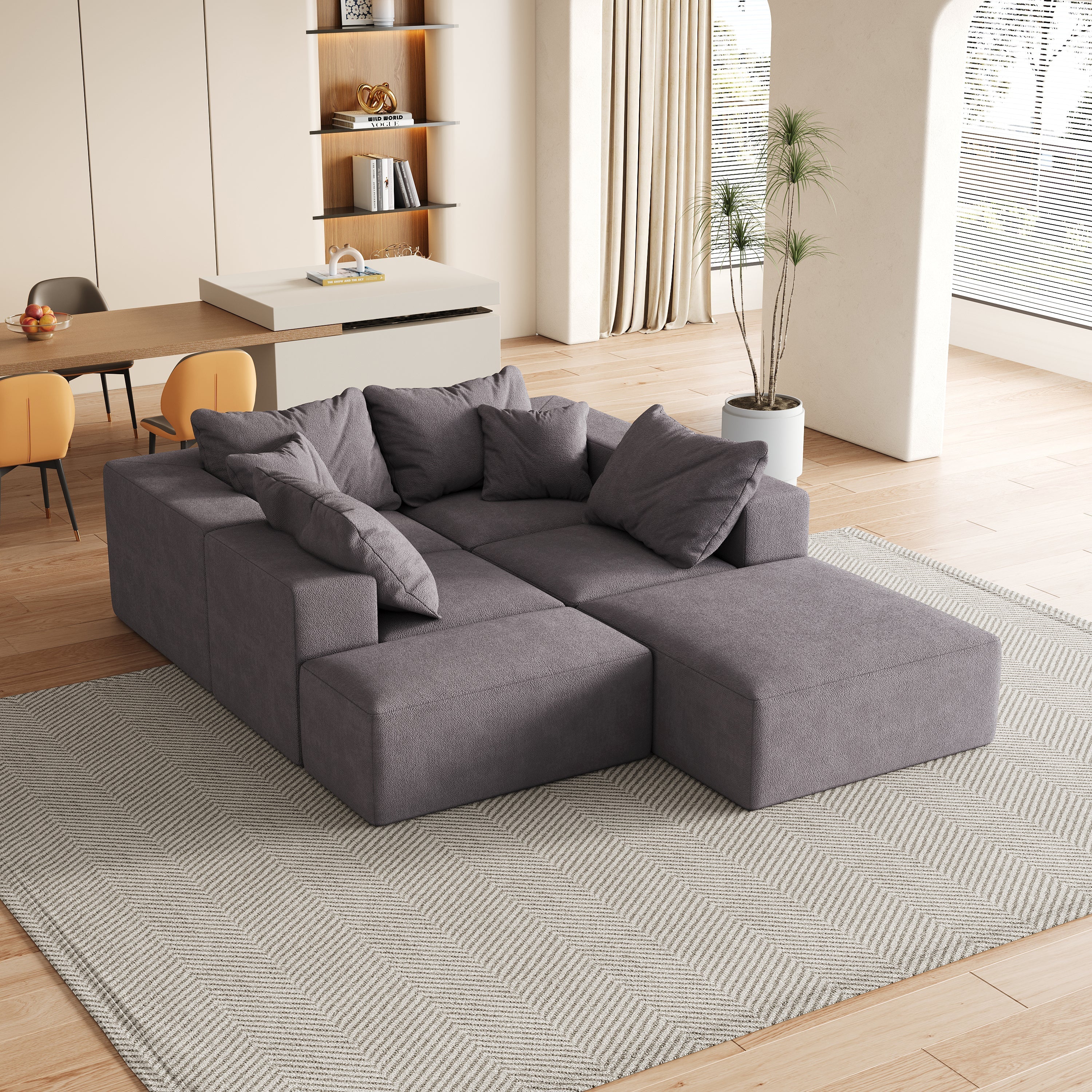 Modern Upholstered Sectional Boneless Couch Set