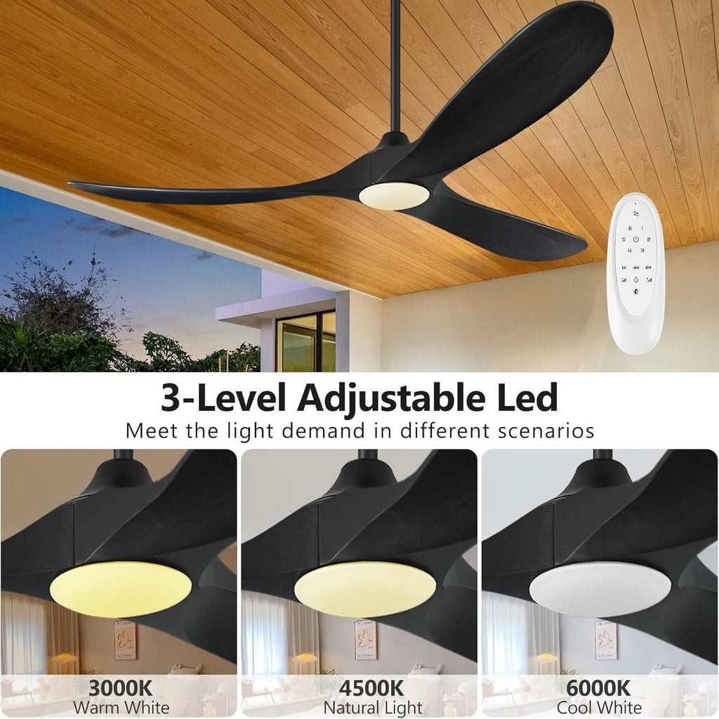 52Inch Matte Black Ceiling Fan Indoor Outdoor Low Noise