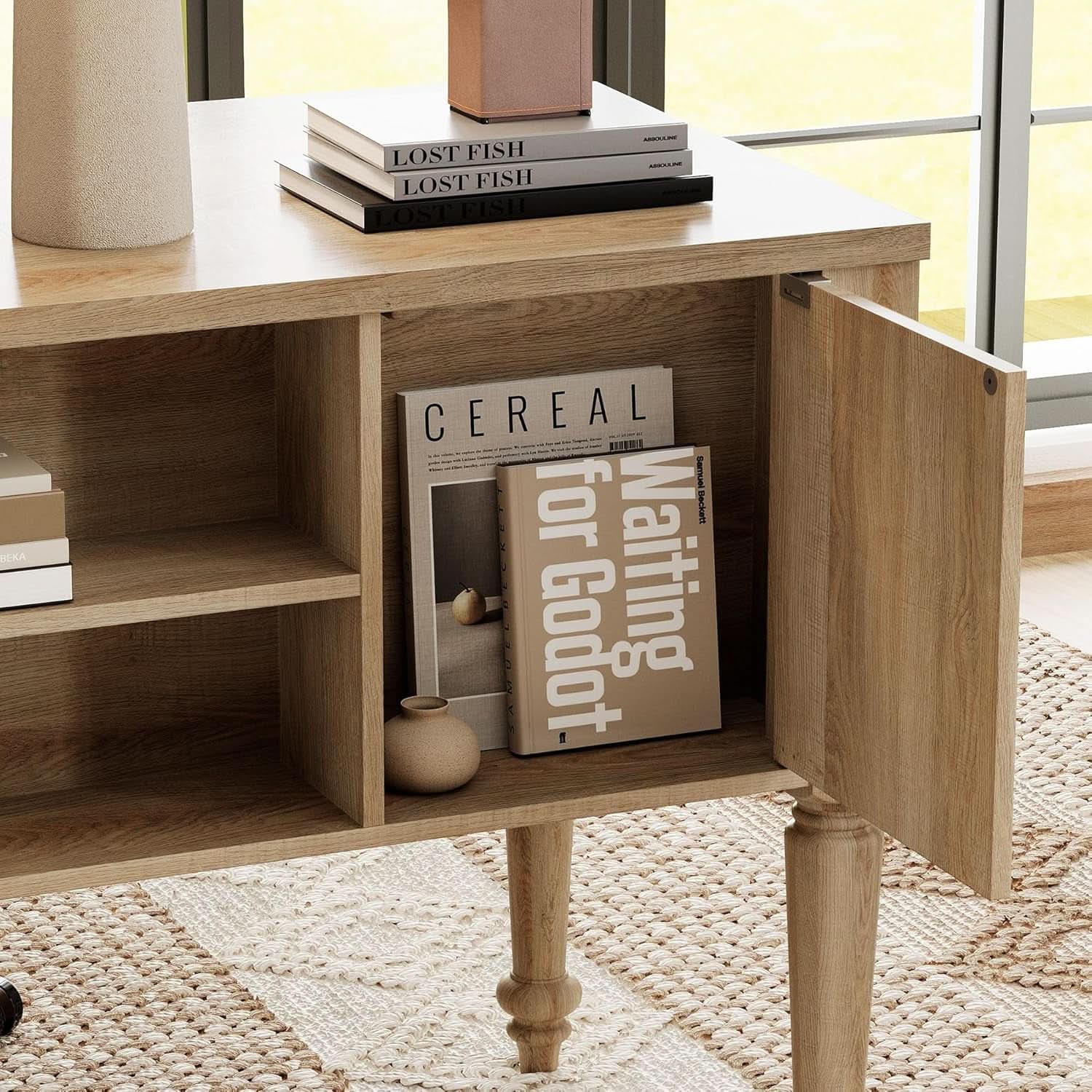 Oak 56 Inch Distressed Contemporary Workstation Desk