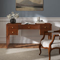 Dauphin Gold Accent 5-Drawer Wood Executive Desk Dark Walnut Ash Wood & Veneer