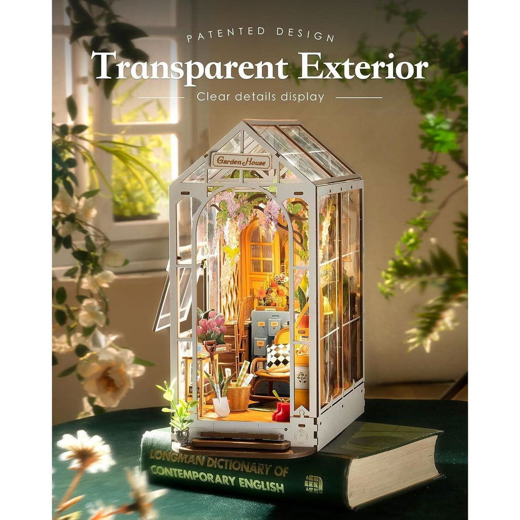 DIY Garden House Book Nook Kit With LED Lights Bookshelf