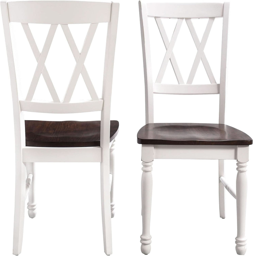 Shelby Distressed White X Back Dining Chairs Set Of 2