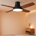 44 Inch Low Profile Black Ceiling Fan With Dimmable LED