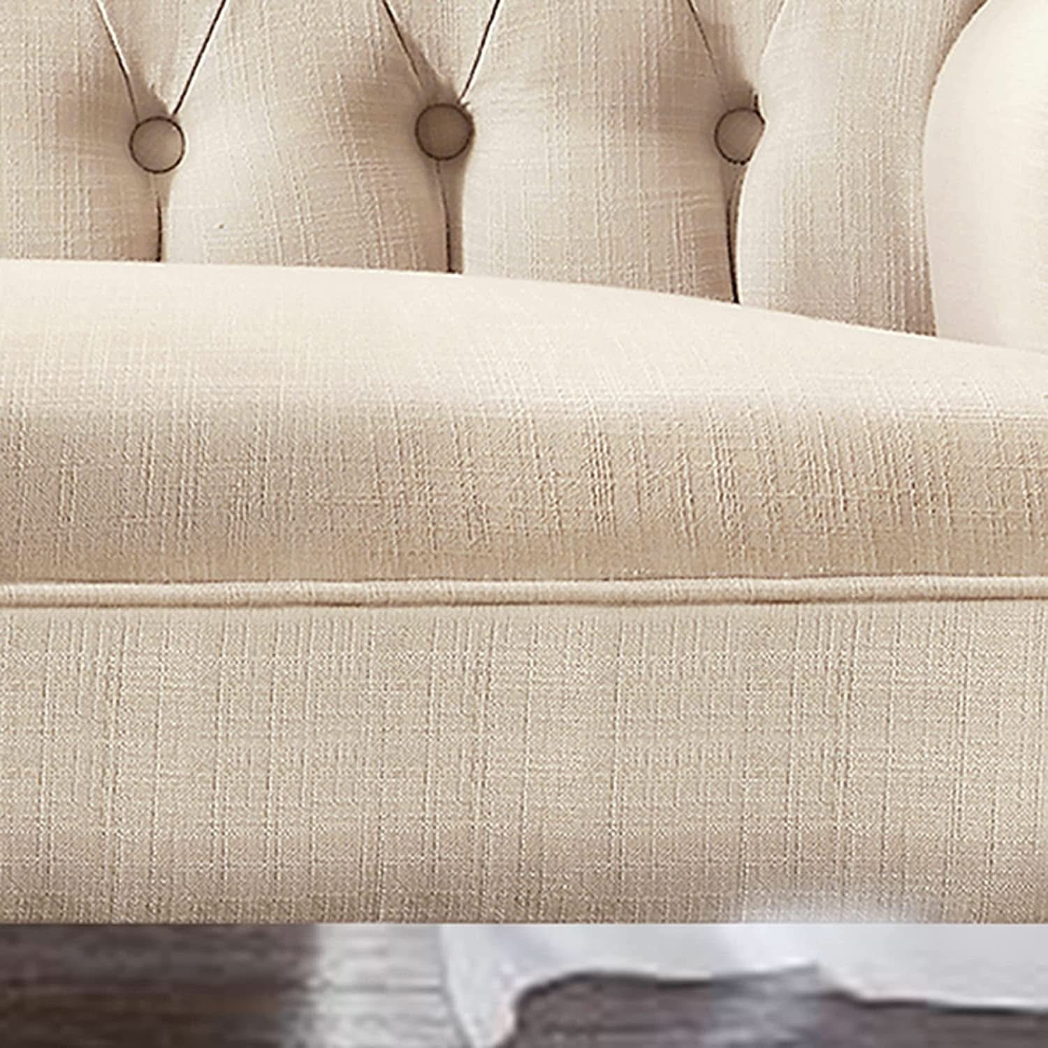 Warm Beige Loveseat Sofa Set With Tufted Back Upholstery