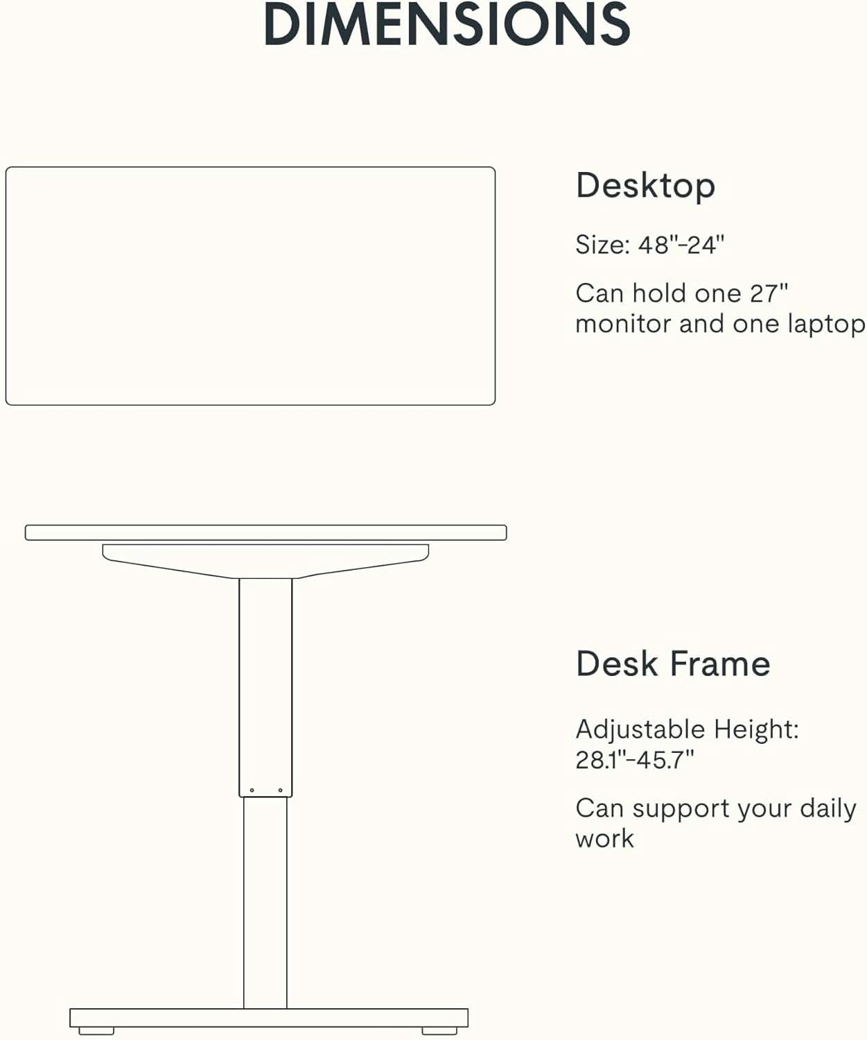 Electric Height Adjustable Standing Desk 48x24 Home Office
