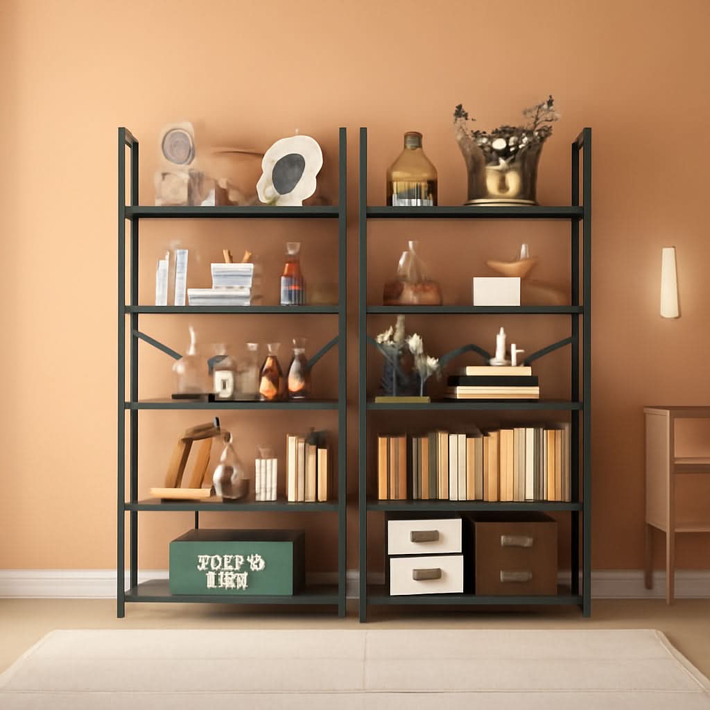 Grey Five Tier Bookshelf for Home Office and Living Room