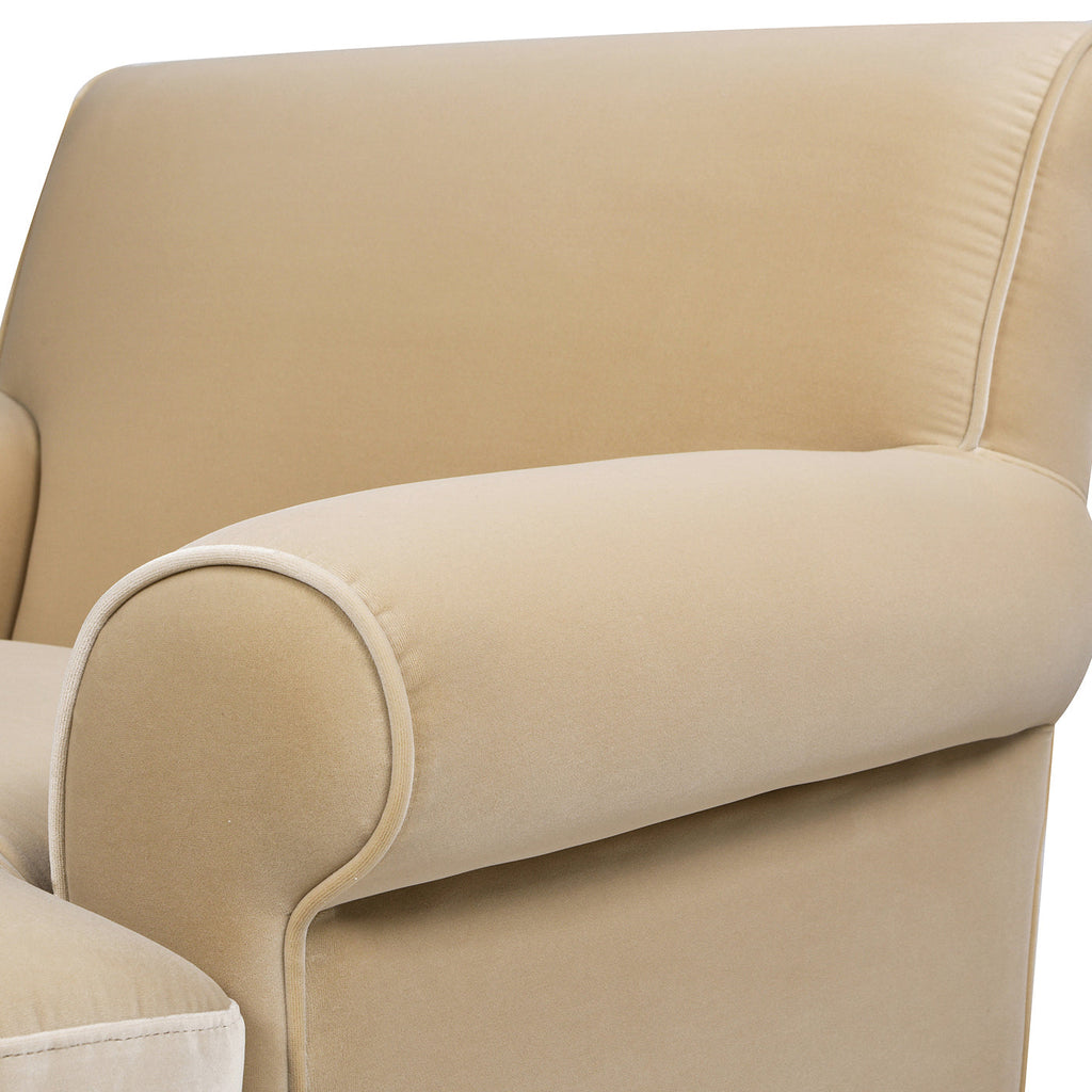 Alana 38' Lawson Accent Arm Chair Metal Casters, Fawn Brown Performance Velvet