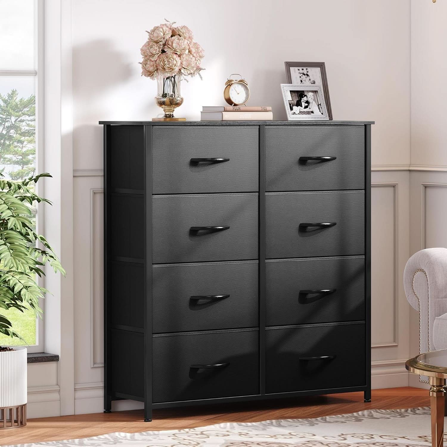 Tall Fabric Dresser With 8 Drawers For Living Room