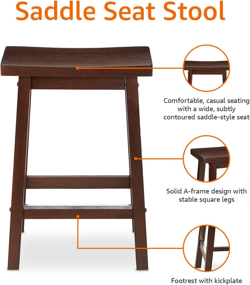 Walnut Saddle Seat Counter Stool 24 Inch Set Of 2 Stools