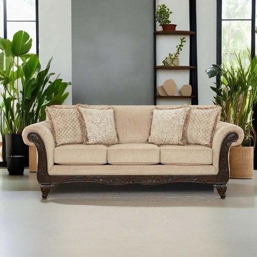 2 Piece Living Room Set Sofa and Loveseat in Beige Wheat